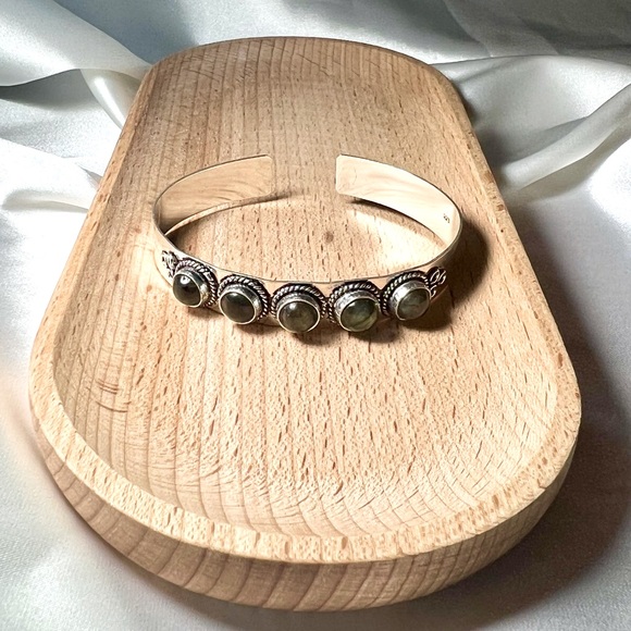 Labradorite 925 Bangle Bracelet - Picture 8 of 9